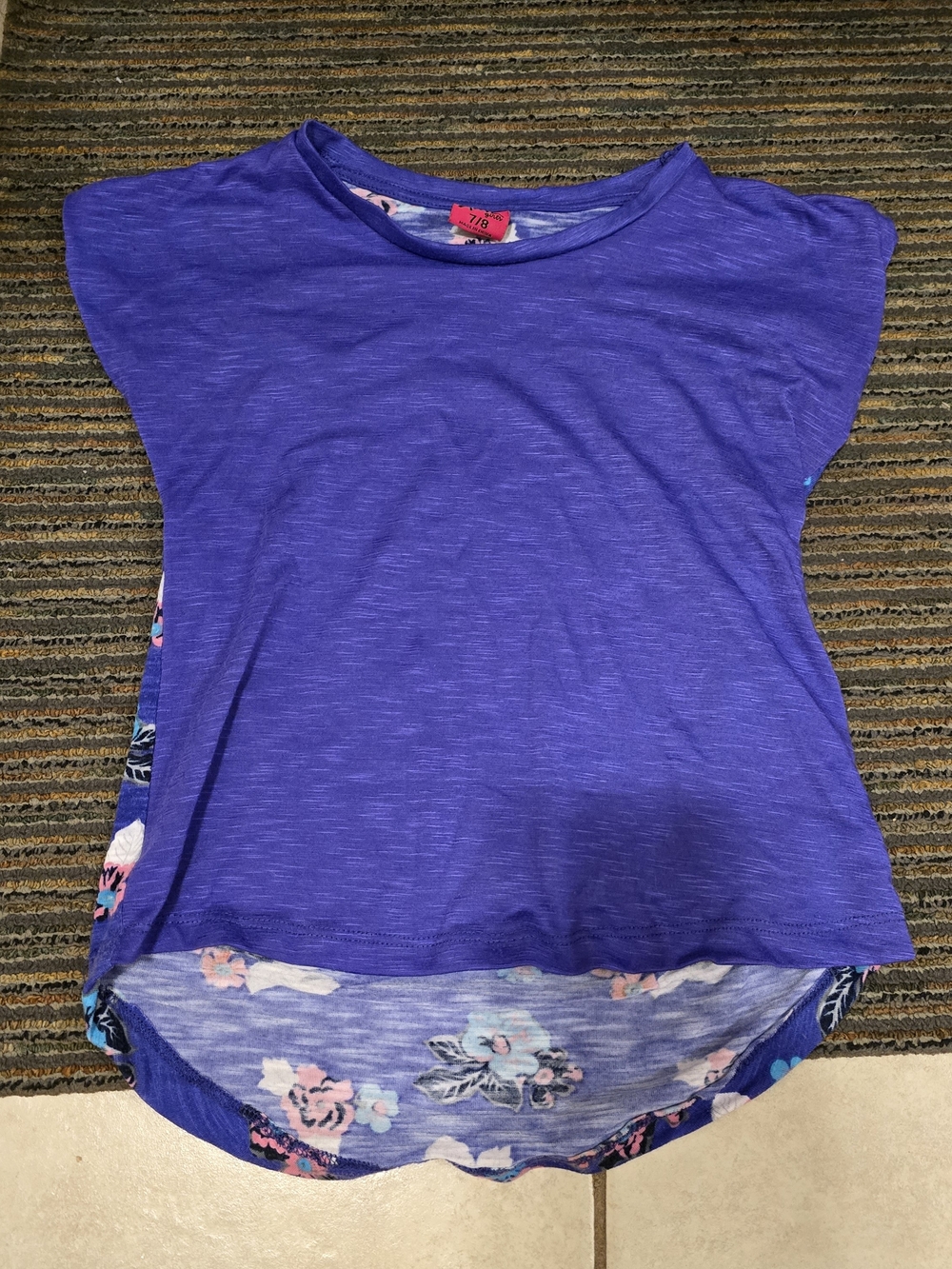 Girls Purple Floral-Back High-Low Tee by Cat & Jack